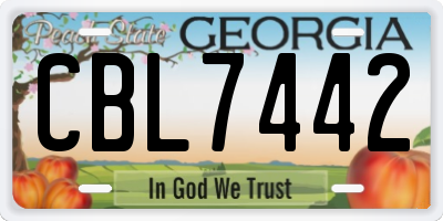 GA license plate CBL7442