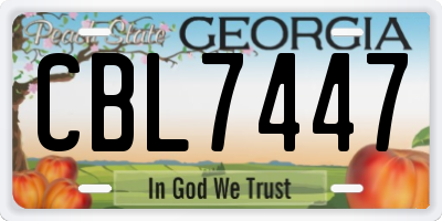 GA license plate CBL7447