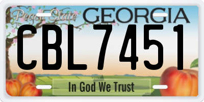 GA license plate CBL7451