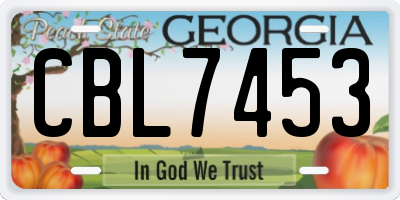 GA license plate CBL7453