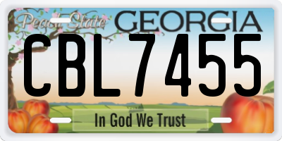 GA license plate CBL7455