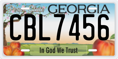 GA license plate CBL7456