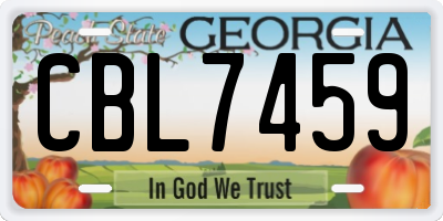 GA license plate CBL7459