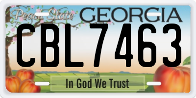 GA license plate CBL7463