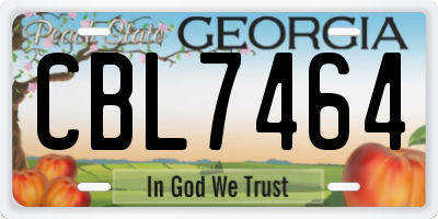 GA license plate CBL7464