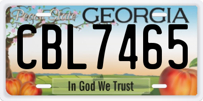 GA license plate CBL7465