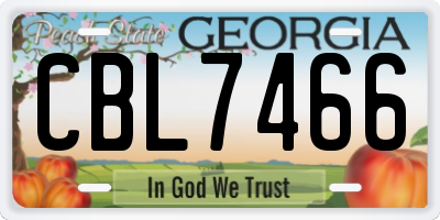 GA license plate CBL7466
