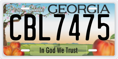 GA license plate CBL7475