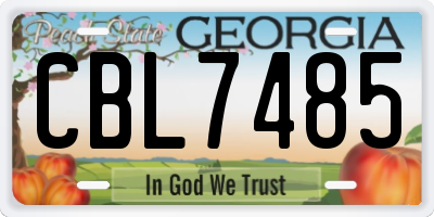GA license plate CBL7485