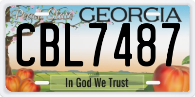 GA license plate CBL7487