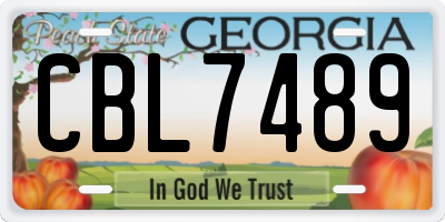 GA license plate CBL7489