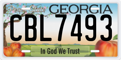 GA license plate CBL7493