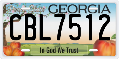 GA license plate CBL7512