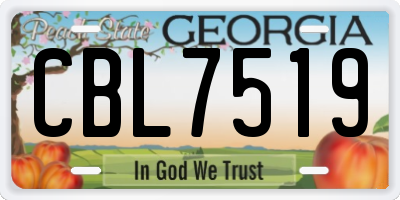 GA license plate CBL7519