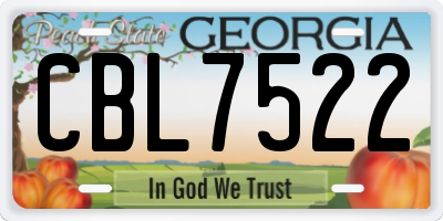 GA license plate CBL7522