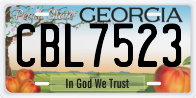 GA license plate CBL7523
