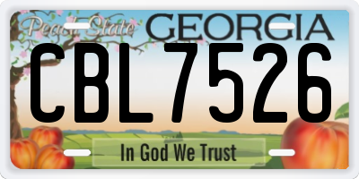 GA license plate CBL7526