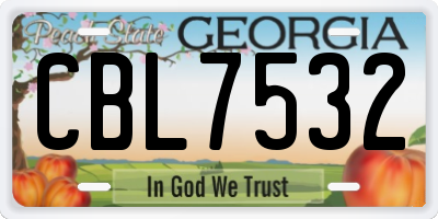 GA license plate CBL7532