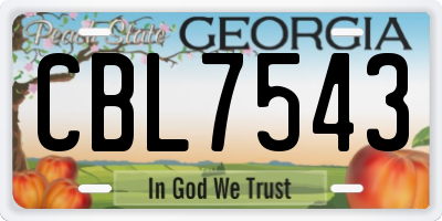 GA license plate CBL7543