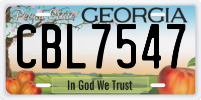 GA license plate CBL7547