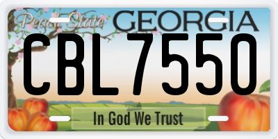 GA license plate CBL7550