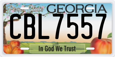 GA license plate CBL7557
