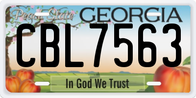 GA license plate CBL7563