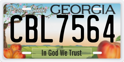 GA license plate CBL7564