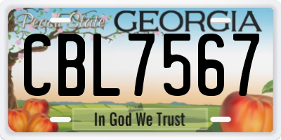 GA license plate CBL7567