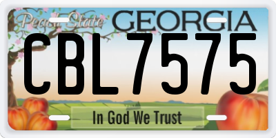 GA license plate CBL7575
