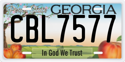 GA license plate CBL7577