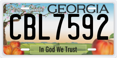GA license plate CBL7592