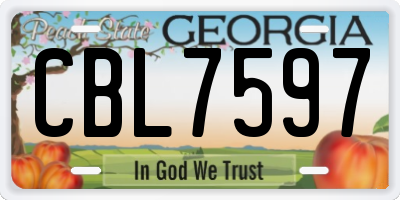 GA license plate CBL7597