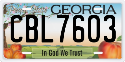 GA license plate CBL7603