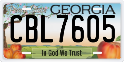 GA license plate CBL7605