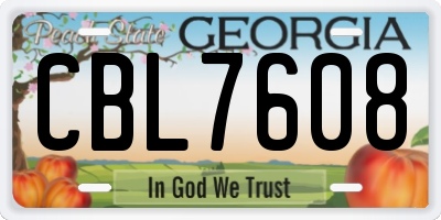 GA license plate CBL7608