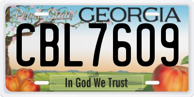 GA license plate CBL7609