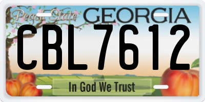 GA license plate CBL7612