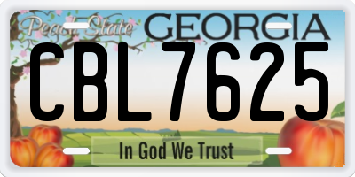 GA license plate CBL7625