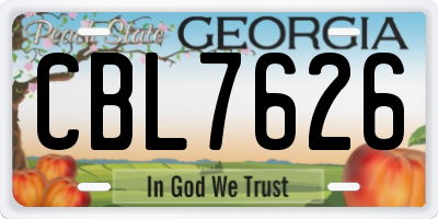 GA license plate CBL7626