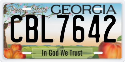 GA license plate CBL7642