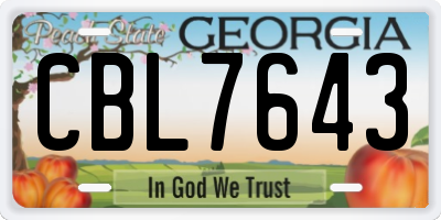 GA license plate CBL7643