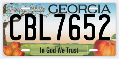 GA license plate CBL7652