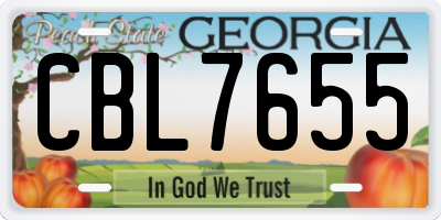GA license plate CBL7655