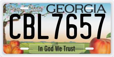 GA license plate CBL7657