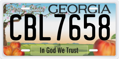 GA license plate CBL7658