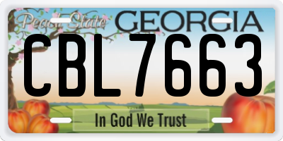 GA license plate CBL7663