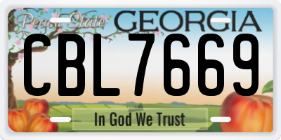 GA license plate CBL7669