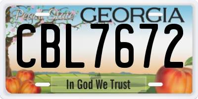 GA license plate CBL7672