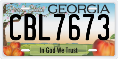 GA license plate CBL7673